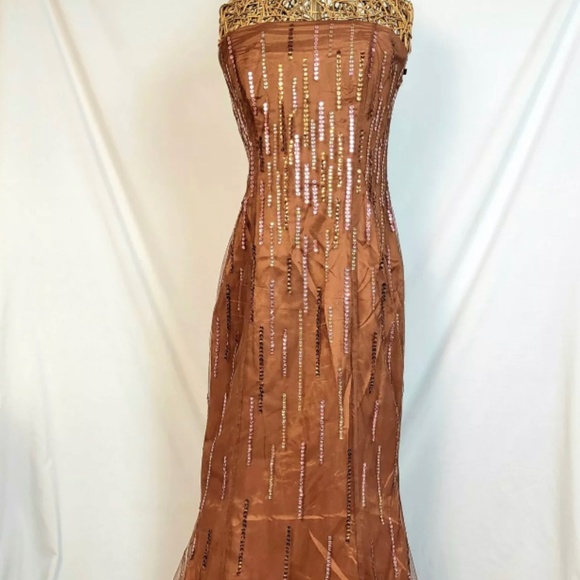 Niki Livas Vintage 90s Sequin Prom Dress Long Full Flare Formal Gown Women 12 M - Picture 1 of 4